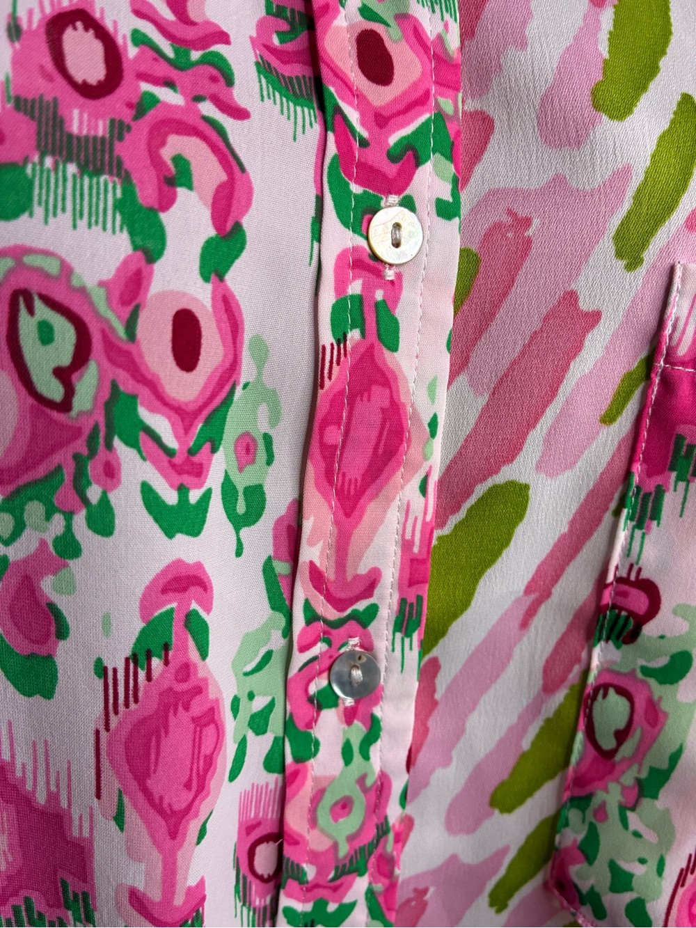 entro Pink & Green Mixed-Print Button Down Shirt - Picture 2 of 10